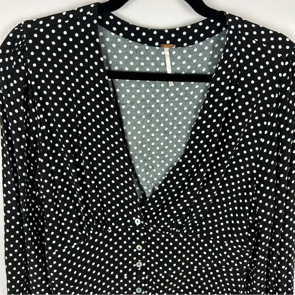 Free People Black Polka Dot Blouse - Picture 4 of 15